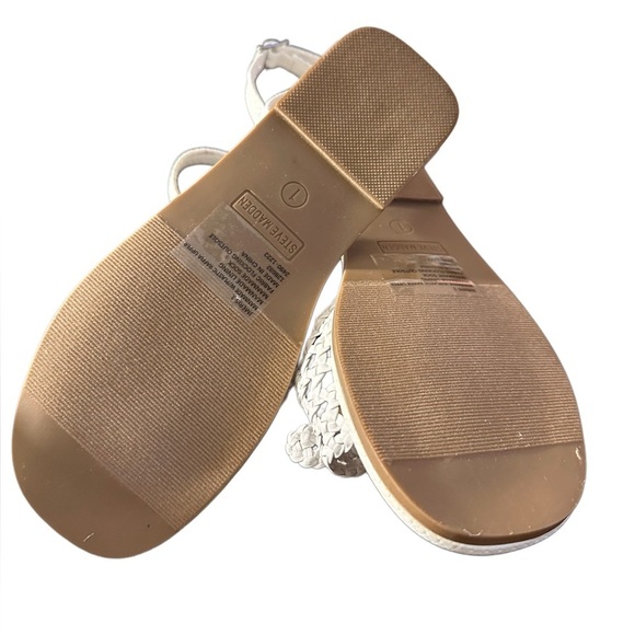 NEW Steve Madden Girl’s Open Toe/Back Raffia Sandals White Size 1 - Picture 11 of 14